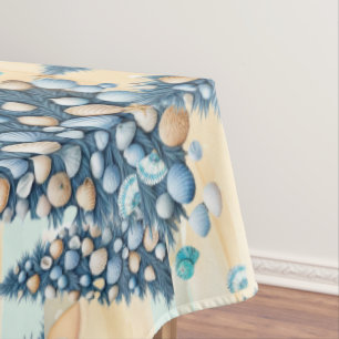 Christmas Seashells Tree Beach Tablecloth
