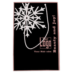 Christmas Season Black Pink Hair Salon Paper Medium Gift Bag