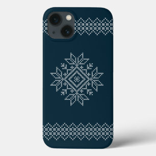 Christmas season blue snowflake art  iPhone 13 case