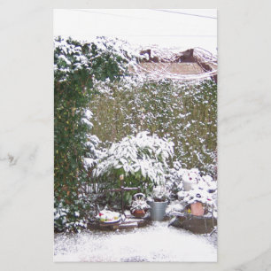 Christmas Season, Snow in the garden Stationery