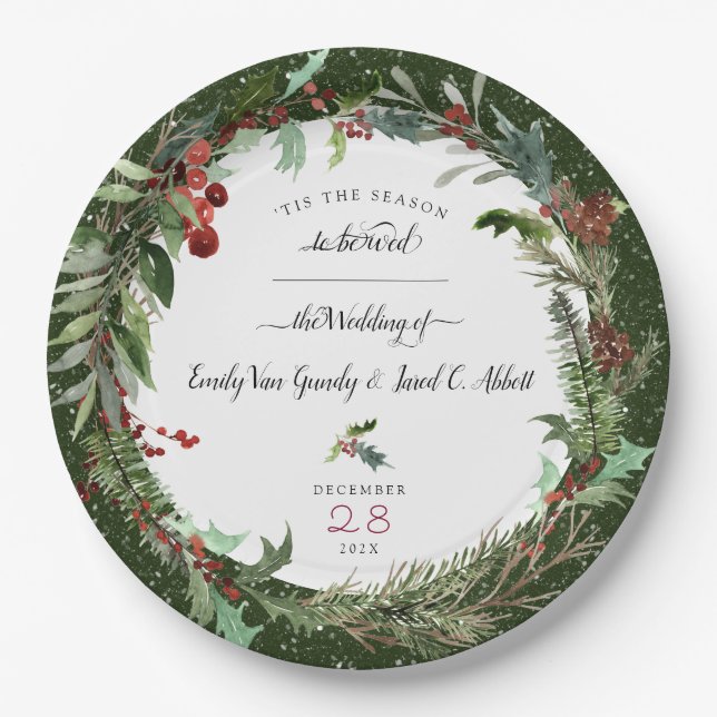 Christmas Season Wedding 2  Paper Plate (Front)