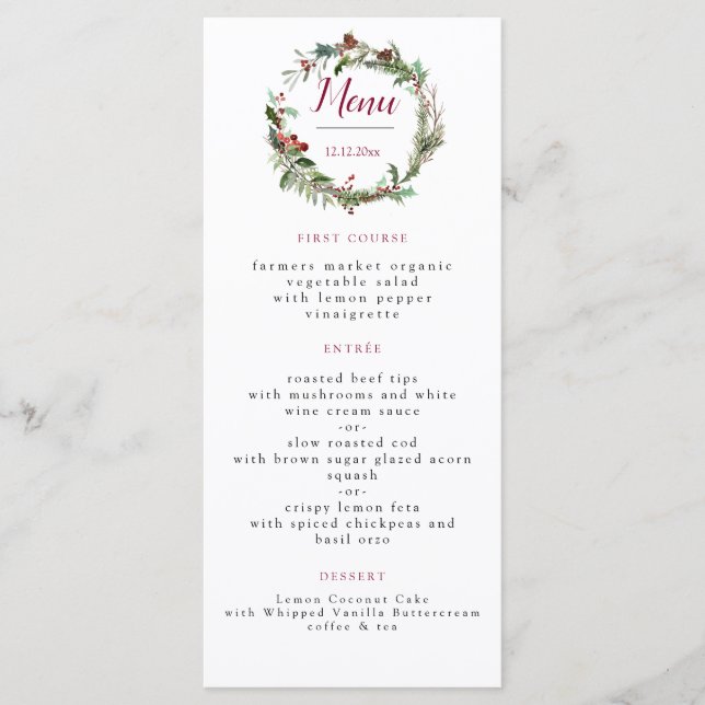 Christmas Season Wedding Menu (Front)