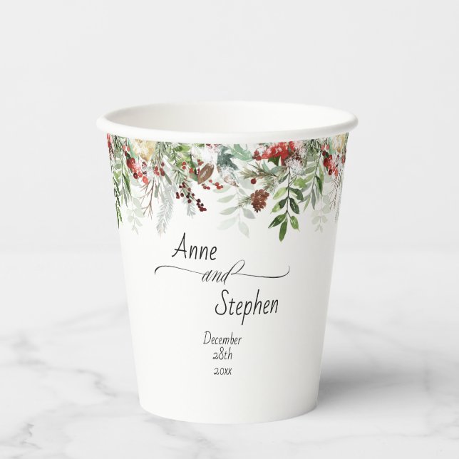Christmas Season Wedding Paper Cups (Front)