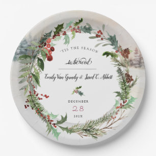 Christmas Season Wedding Scene  Paper Plate
