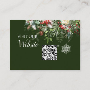 Christmas Season Wedding Website QR code Enclosure Card