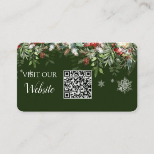 Christmas Season Wedding Website QR code Enclosure Card