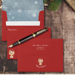 Christmas Seasonal Baby Lion Red Santa Hat Envelope<br><div class="desc">Seasonal Christmas Baby Lion Red & Green Wrapped Gifts Red Santa Hat Merry Christmas  A7 Greetings Card Envelope.</div>