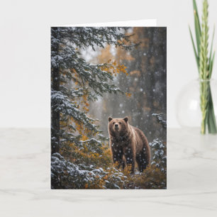 Christmas Seasons Greetings Beautiful Bear  Card