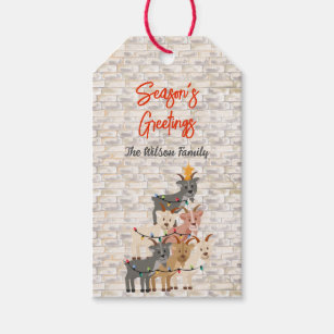 Christmas Season's Greetings Goat Family Gift Tags