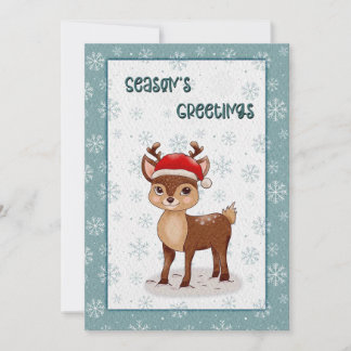 Christmas Seasons Greetings with a Little Deer Holiday Card