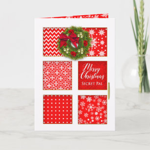 Christmas, Secret Pal, Red Panel Door with Wreath Card