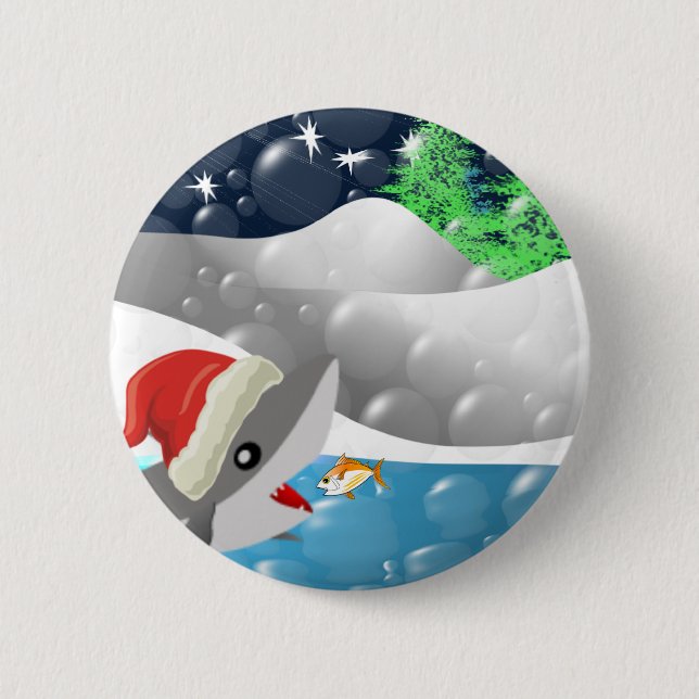 Christmas Shark 6 Cm Round Badge (Front)