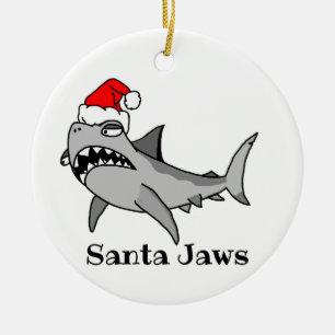 Christmas shark ceramic tree decoration