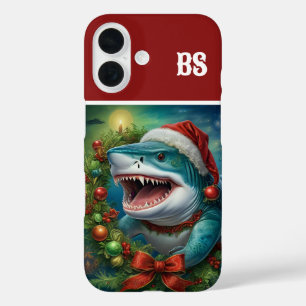 christmas shark in disguise  - coastal vibes iPhone 16 case