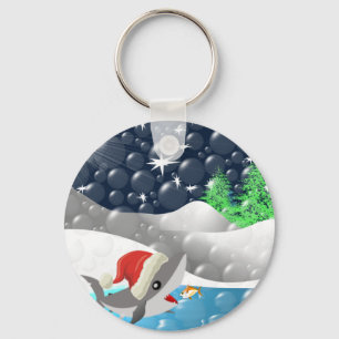 Christmas Shark Key Ring