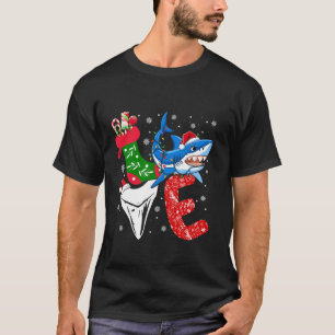 Christmas Shark Love Santa Hat Lights Fun Holiday T-Shirt