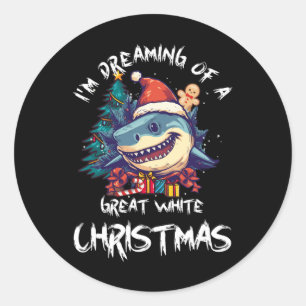 Christmas Shark Santa Hat Xmas Santa Jaws Funny Sh Classic Round Sticker