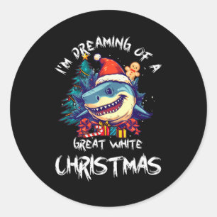 Christmas Shark Santa Hat Xmas Santa Jaws Funny Sh Classic Round Sticker