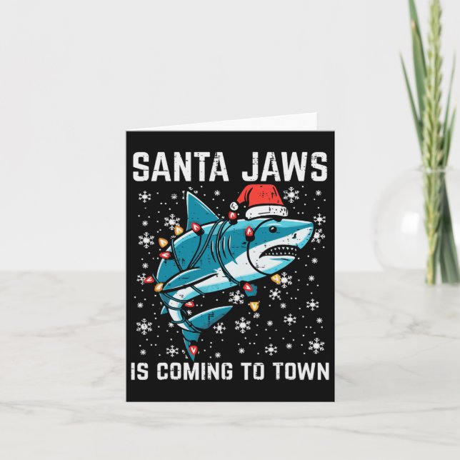 Christmas Shark Santa Jaws Xmas Men Boys Kids Yout Card (Front)