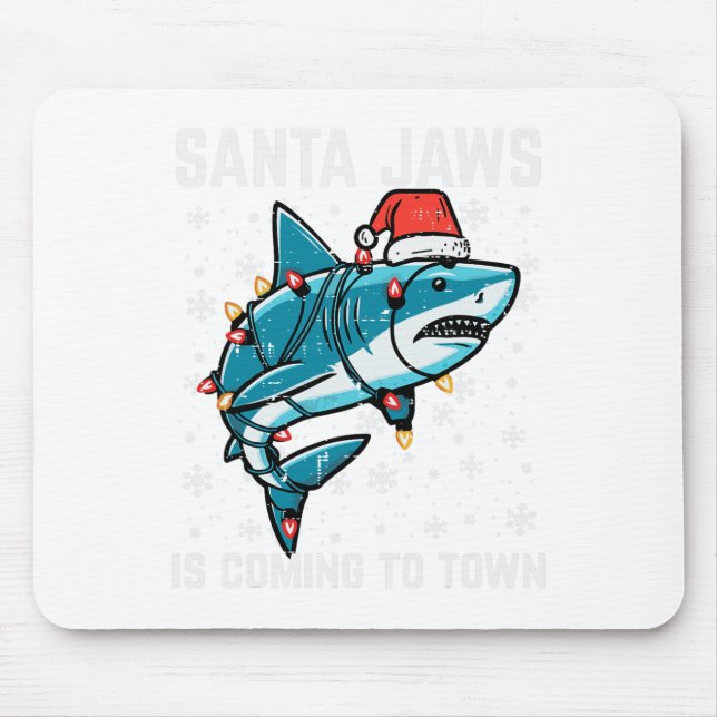 Christmas Shark Santa Jaws Xmas Men Boys Kids Yout Mouse Pad (Front)