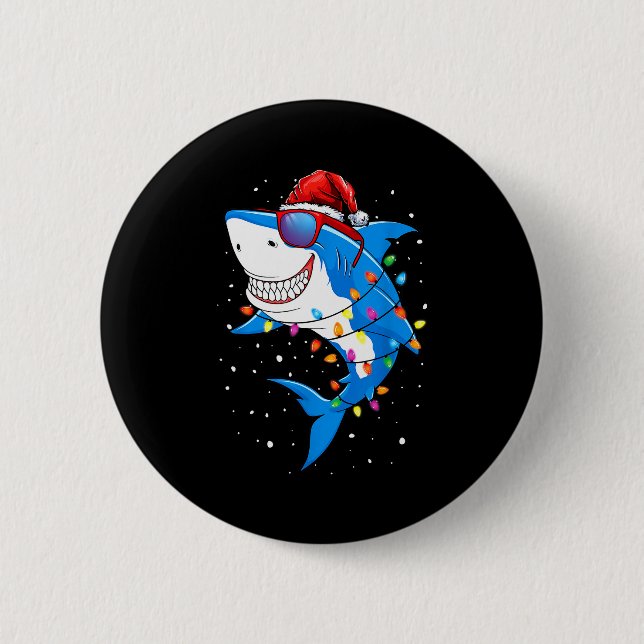 Christmas Shark Shirt Xmas Funny Santa Shark  6 Cm Round Badge (Front)