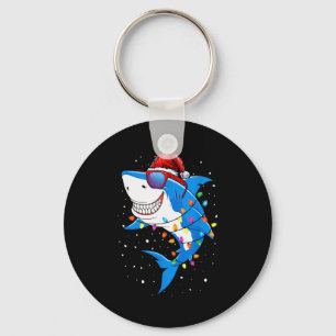 Christmas Shark Shirt Xmas Funny Santa Shark Key Ring