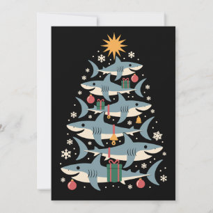 Christmas Shark Tree Snowflakes Xmas Holiday Invitation