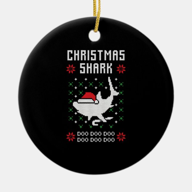 Christmas Shark Ugly Christmas Ceramic Tree Decoration (Front)