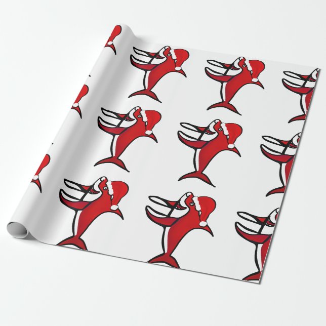 CHRISTMAS SHARK WRAPPING PAPER (Unrolled)