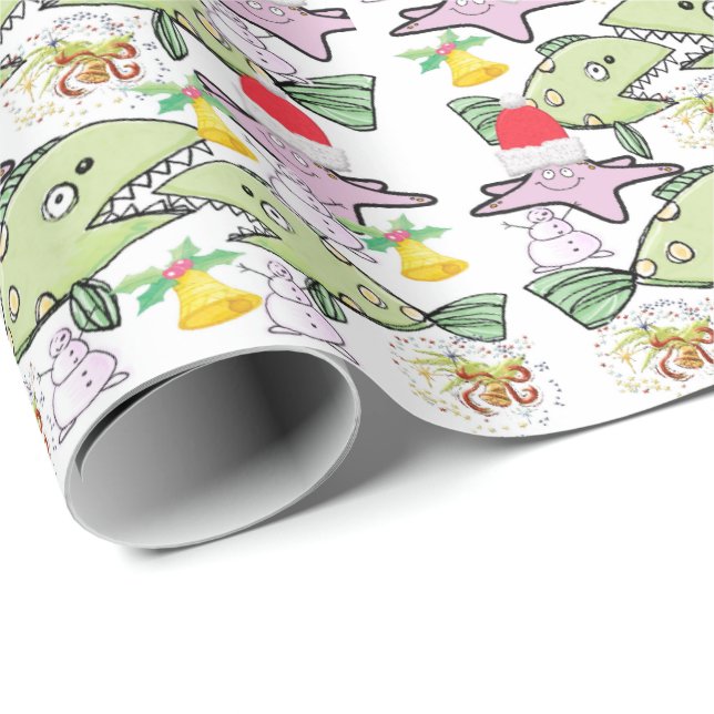 Christmas Shark Wrapping Paper (Roll Corner)