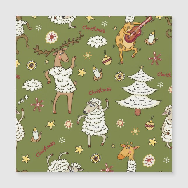 Christmas Sheep: Animal Vintage Illustration. (Front)