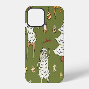Christmas Sheep: Animal Vintage Illustration. iPhone 12 Case