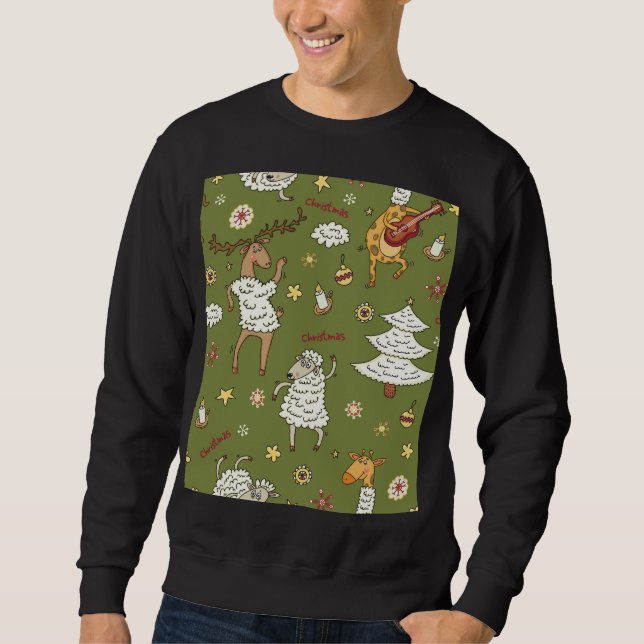 Christmas Sheep: Animal Vintage Illustration. Sweatshirt (Front)