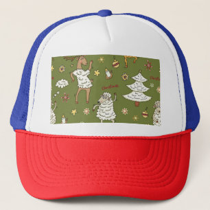 Christmas Sheep: Animal Vintage Illustration. Trucker Hat