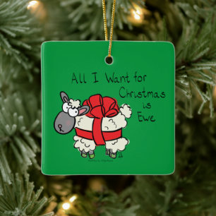 Christmas Sheep Kids Cartoon Ceramic Ornament