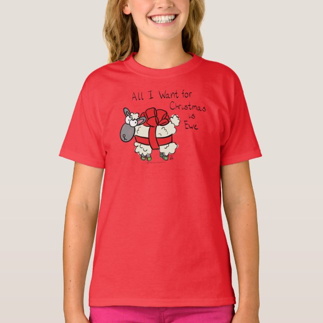 Christmas Sheep Kids Cartoon T-Shirt (Front)