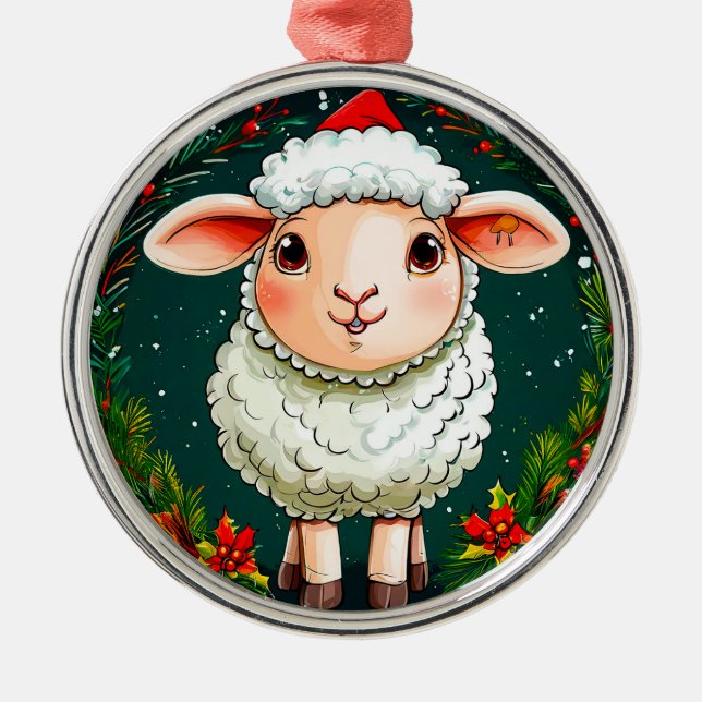 Christmas Sheep Metal Tree Decoration Gift (Front)