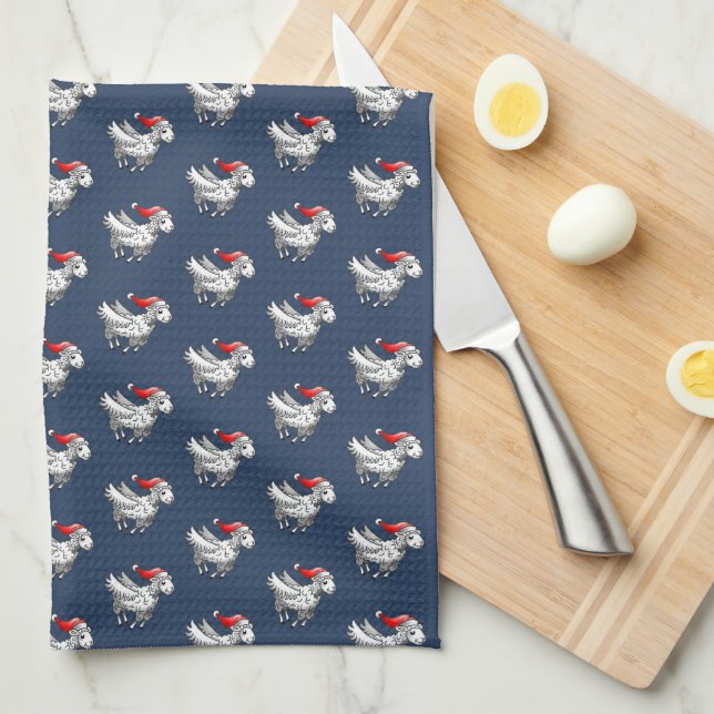  Christmas Sheeps Tea Towel (Quarter Fold)