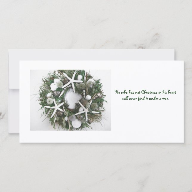 Christmas Shell Wreath Holiday Card (Front)