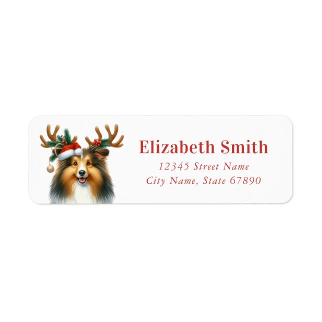 Christmas Shetland Sheepdog Return Address Labels (Front)