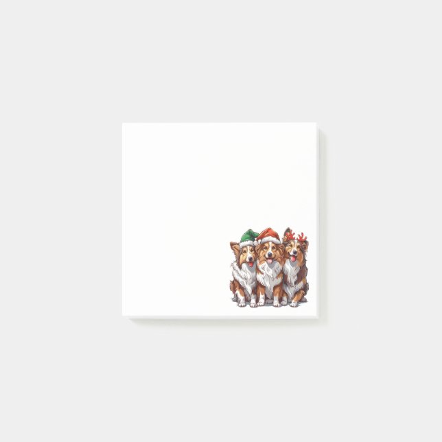 Christmas Shetland Sheepdogs Post-it Notes (Front)
