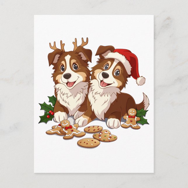 Christmas Shetland Sheepdogs Postcard (Front)