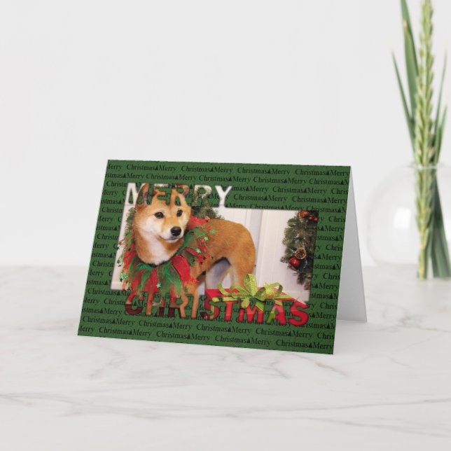 Christmas - Shiba Inu Photocard Holiday Card (Front)