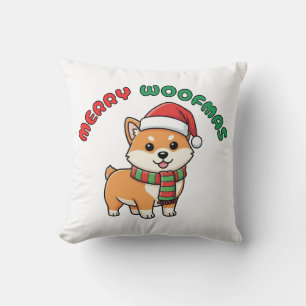Christmas Shiba Inu Pillow: Merry Woofmas Cushion