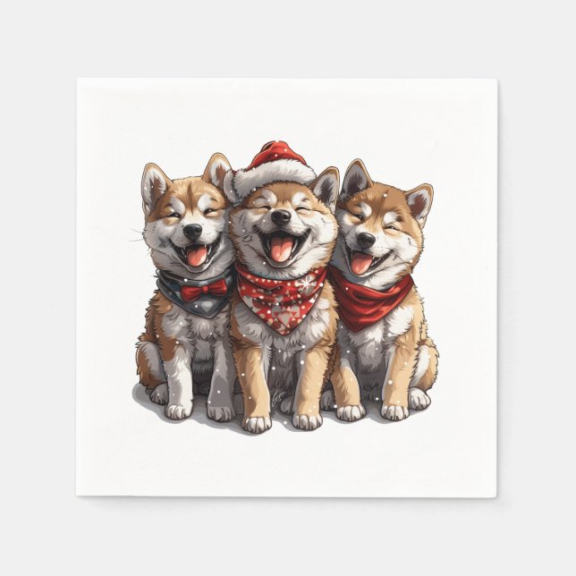 Christmas Shiba Inu Santa Dogs Napkin (Front)