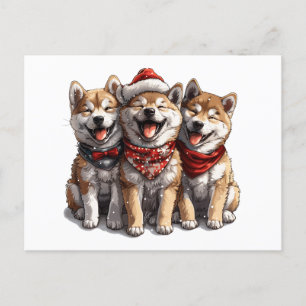 Christmas Shiba Inu Santa Dogs Postcard