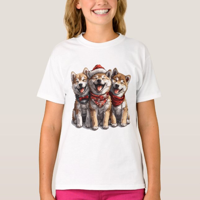 Christmas Shiba Inu Santa Dogs T-Shirt (Front)