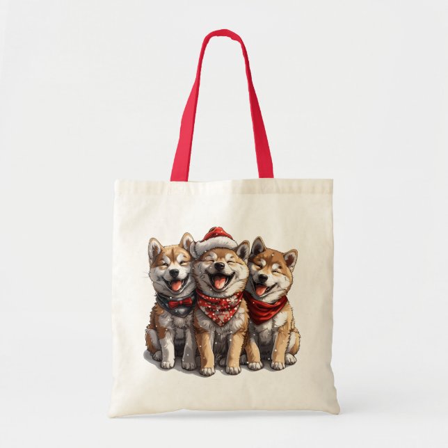 Christmas Shiba Inu Santa Dogs Tote Bag (Front)