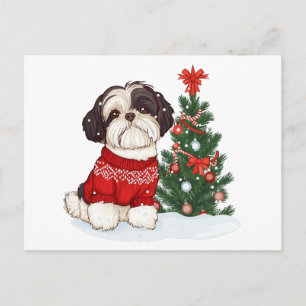 Christmas Shih Tzu Dog Holiday Postcard