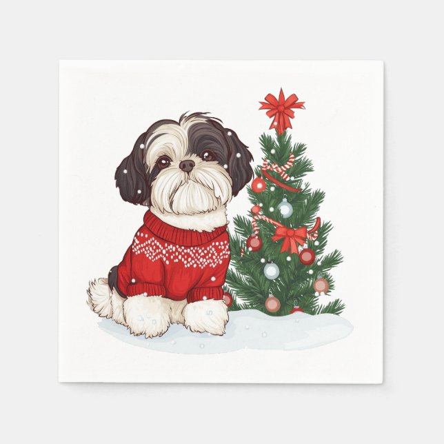 Christmas Shih Tzu Dog Napkin (Front)